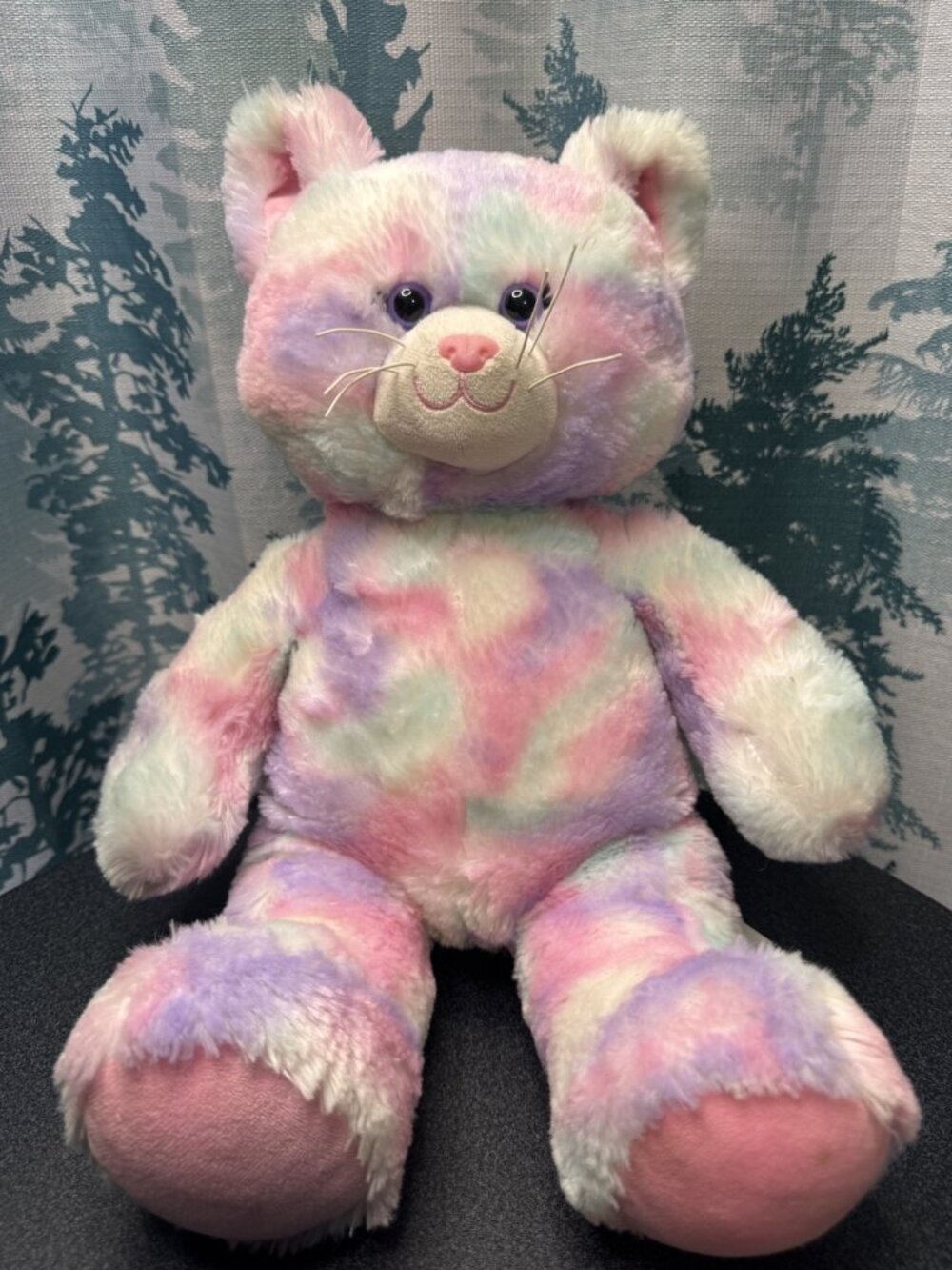 Build A Bear BAB Kitty Cat Pastel Tie Dye Plush Stuffed Animal Toy 15" Used